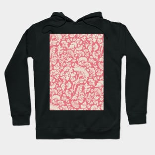 Cream Hemlock Print on Vintage Rose -  Floral Repeat Pattern Hoodie